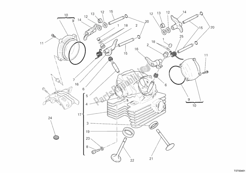 Toutes les pièces pour le Culasse Verticale du Ducati Monster 1100 ABS 2010